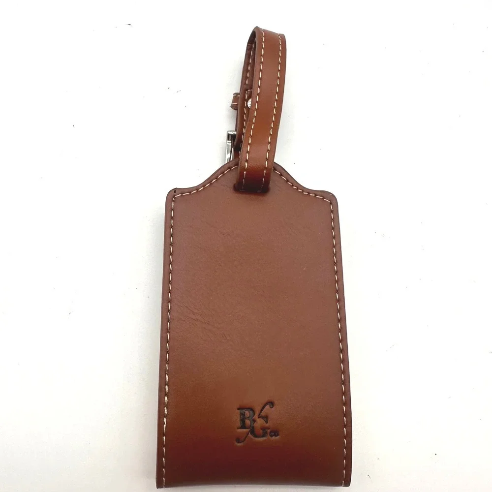Banana Republic Brown Leather Luggage Tag Heritage BR Logo Travel ID Holder
